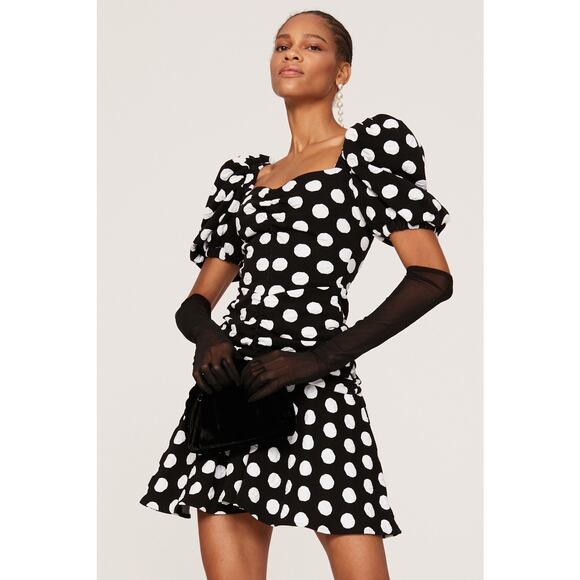 AUTUMN ADEIGBO Black White Polka Dot Sweetheart Neckline Bianca Dress Size 6 - Picture 1 of 15